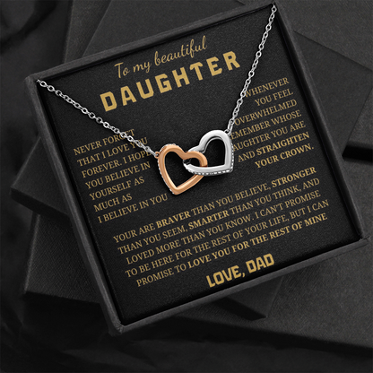 To My Beautiful Daughter Interlocking Hearts Necklace