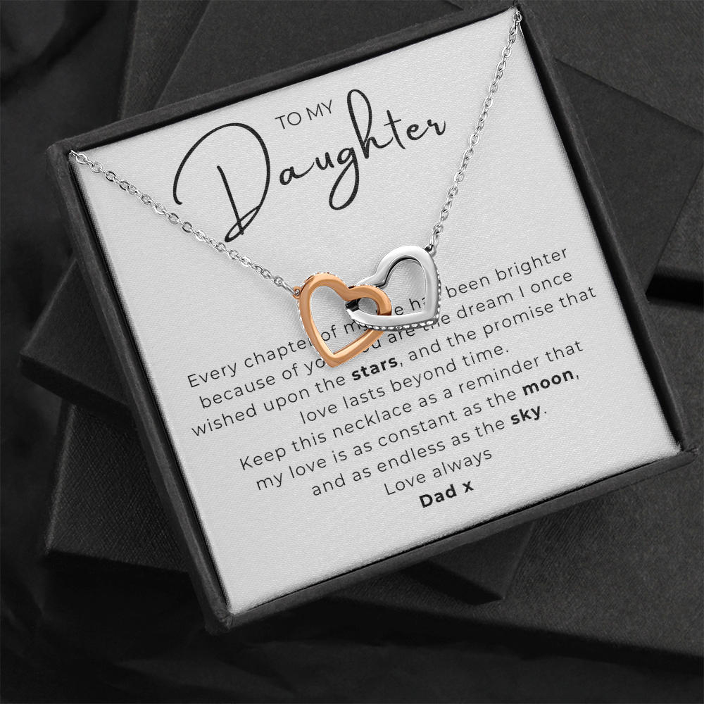 To My Daughter Interlocking Hearts Necklace