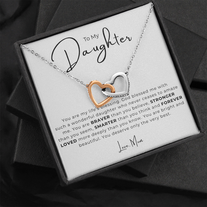 To My Daughter Interlocking Hearts Necklace