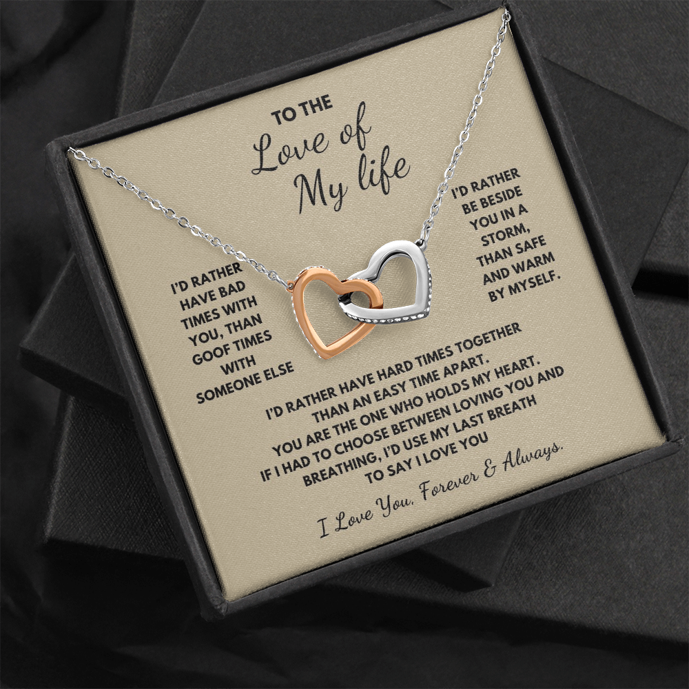 To The Love of My Life  Interlocking Hearts Necklace