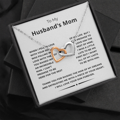To My Husband's Mom Interlocking Hearts Necklace
