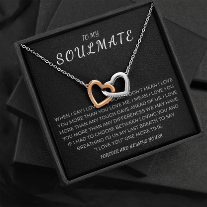 To My Soulmate Interlocking Hearts Necklace