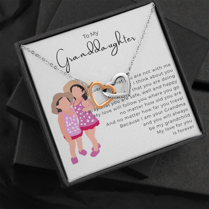 To My Granddaughter Interlocking Hearts Necklace