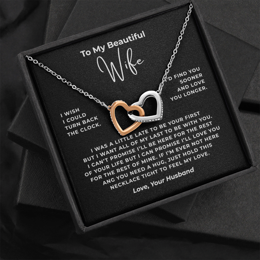 To My Beautiful Wife Interlocking Hearts Necklace