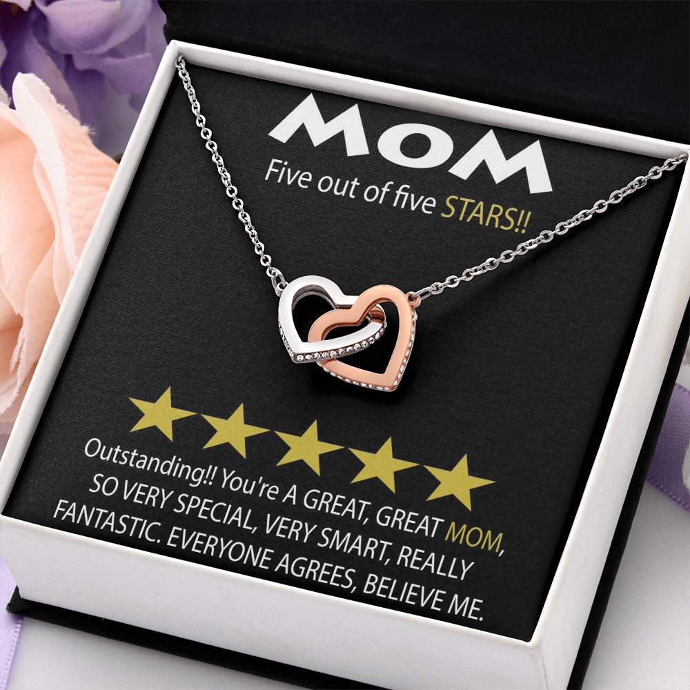 Mom 5 Stars Interlocking Hearts Necklace
