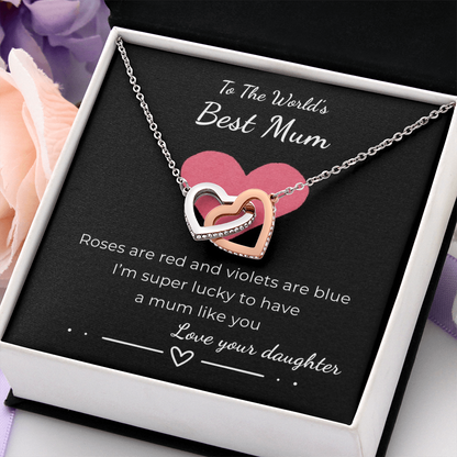 To The World's Best Mom Interlocking Hearts Necklace