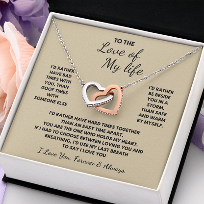 To The Love of My Life  Interlocking Hearts Necklace