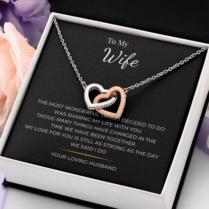 To My Wife Interlocking Hearts Necklace