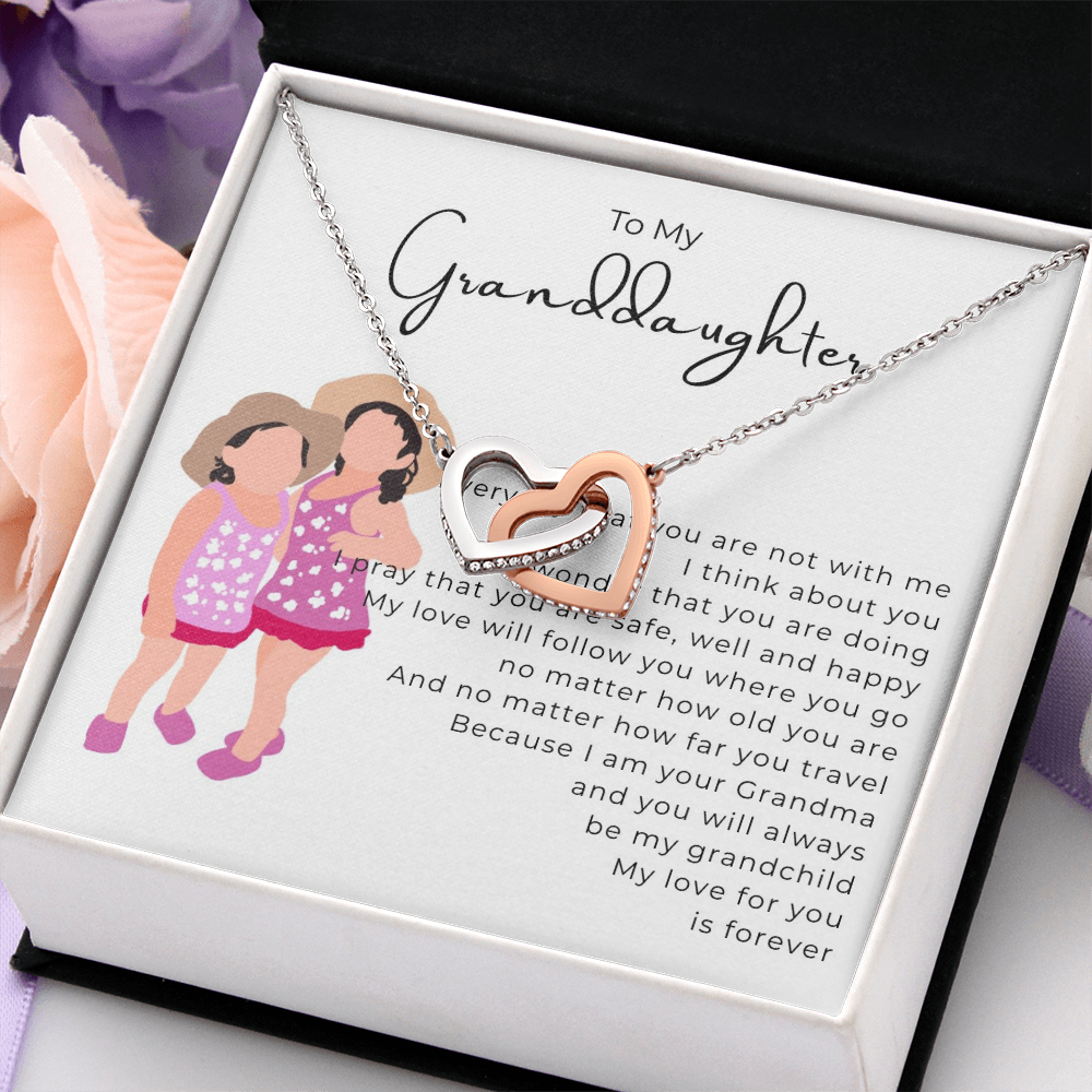 To My Granddaughter Interlocking Hearts Necklace