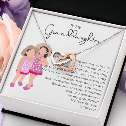 To My Granddaughter Interlocking Hearts Necklace