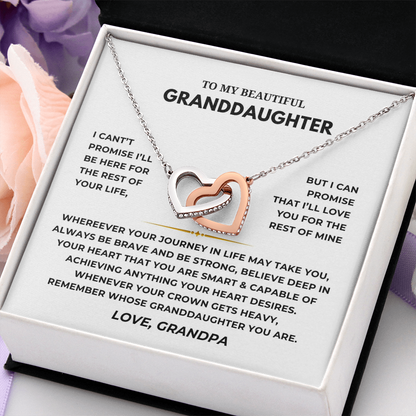 To My Beautiful Granddaughter Interlocking Hearts Necklace
