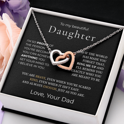 To My Daughter Interlocking Hearts Necklace