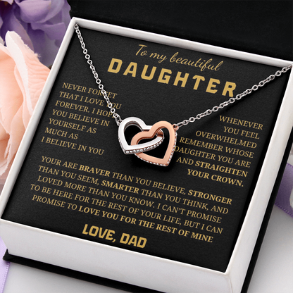 To My Beautiful Daughter Interlocking Hearts Necklace