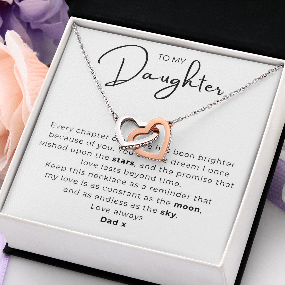 To My Daughter Interlocking Hearts Necklace