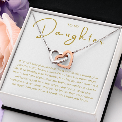 To My Daughter Interlocking Hearts Necklace