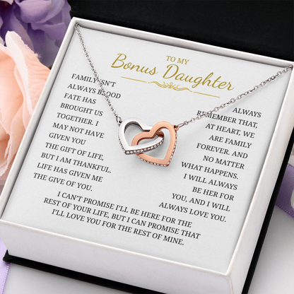To My Bonus Daughter Interlocking Hearts Necklace