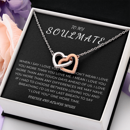 To My Soulmate Interlocking Hearts Necklace