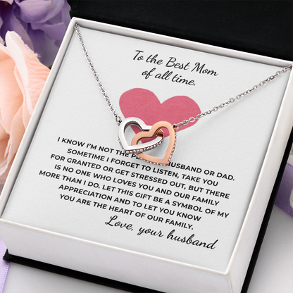 To The Best Mom of All Time Interlocking Hearts Necklace