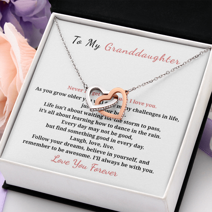 To My Granddaughter Interlocking Hearts Necklace