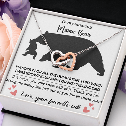 Mama Bear Interlocking Hearts Necklace