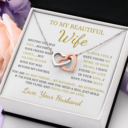 To My Beautiful Wife  Interlocking Hearts Necklace