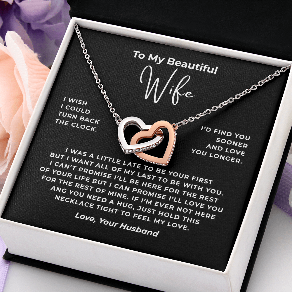 To My Beautiful Wife Interlocking Hearts Necklace