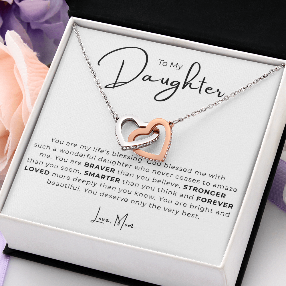 To My Daughter Interlocking Hearts Necklace