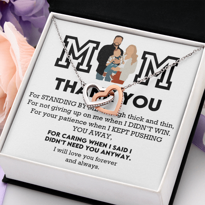 Mom Thank You Interlocking Hearts Necklace