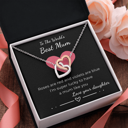 To The World's Best Mom Interlocking Hearts Necklace