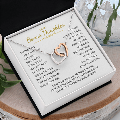 To My Bonus Daughter Interlocking Hearts Necklace