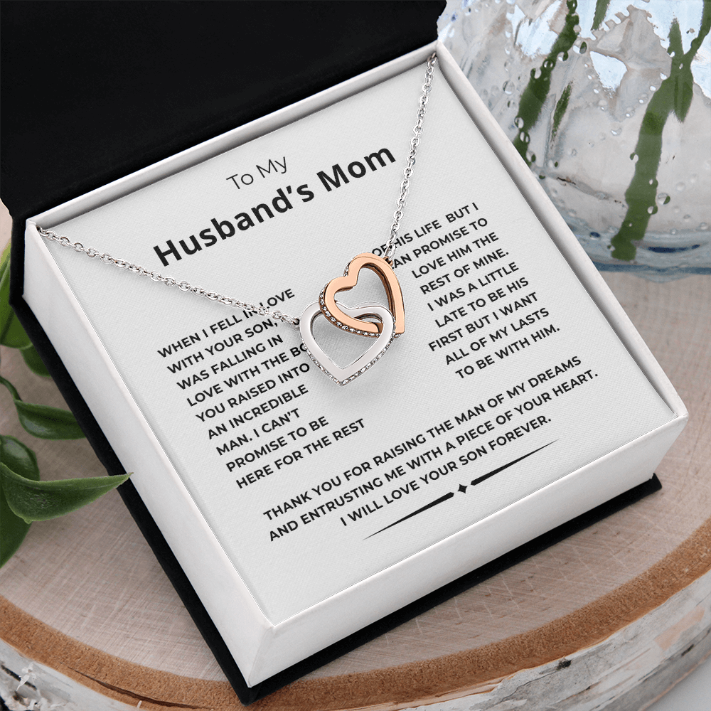 To My Husband's Mom Interlocking Hearts Necklace