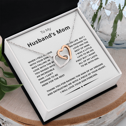 To My Husband's Mom Interlocking Hearts Necklace