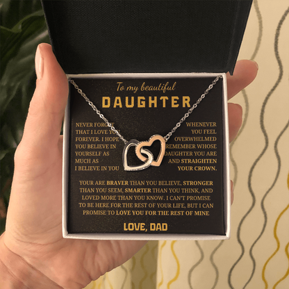 To My Beautiful Daughter Interlocking Hearts Necklace