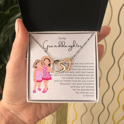 To My Granddaughter Interlocking Hearts Necklace