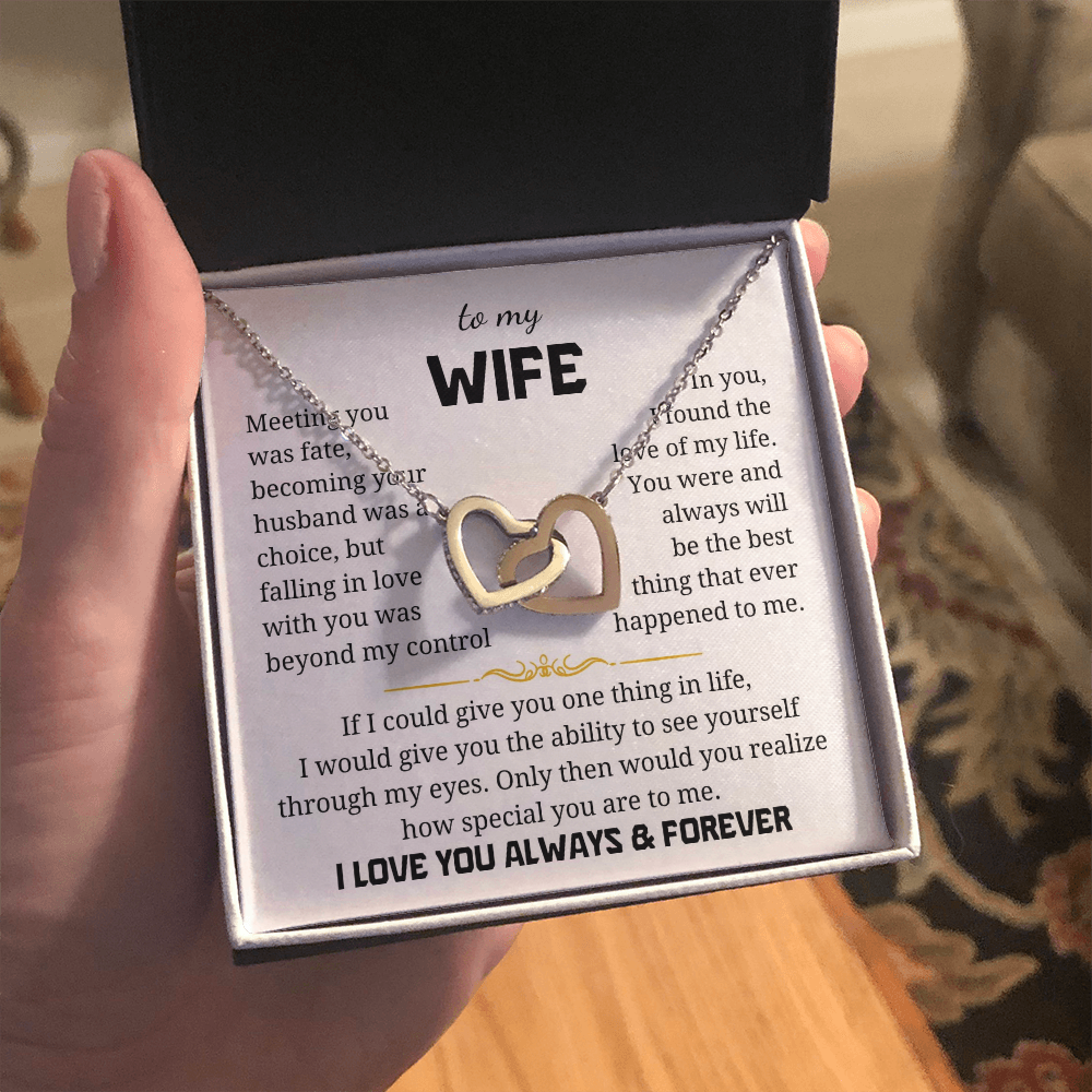 To My Wife Interlocking Hearts Necklace