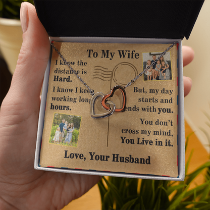 To My Wife Interlocking Hearts Necklace With 2 Photos