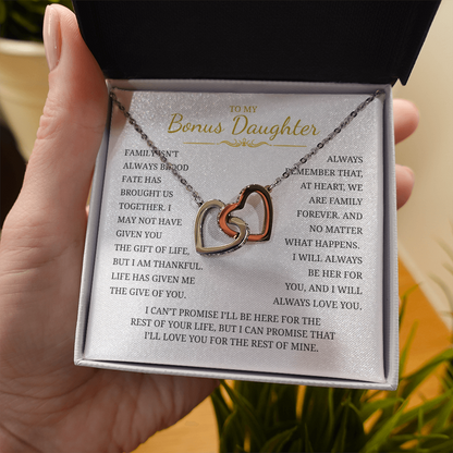 To My Bonus Daughter Interlocking Hearts Necklace