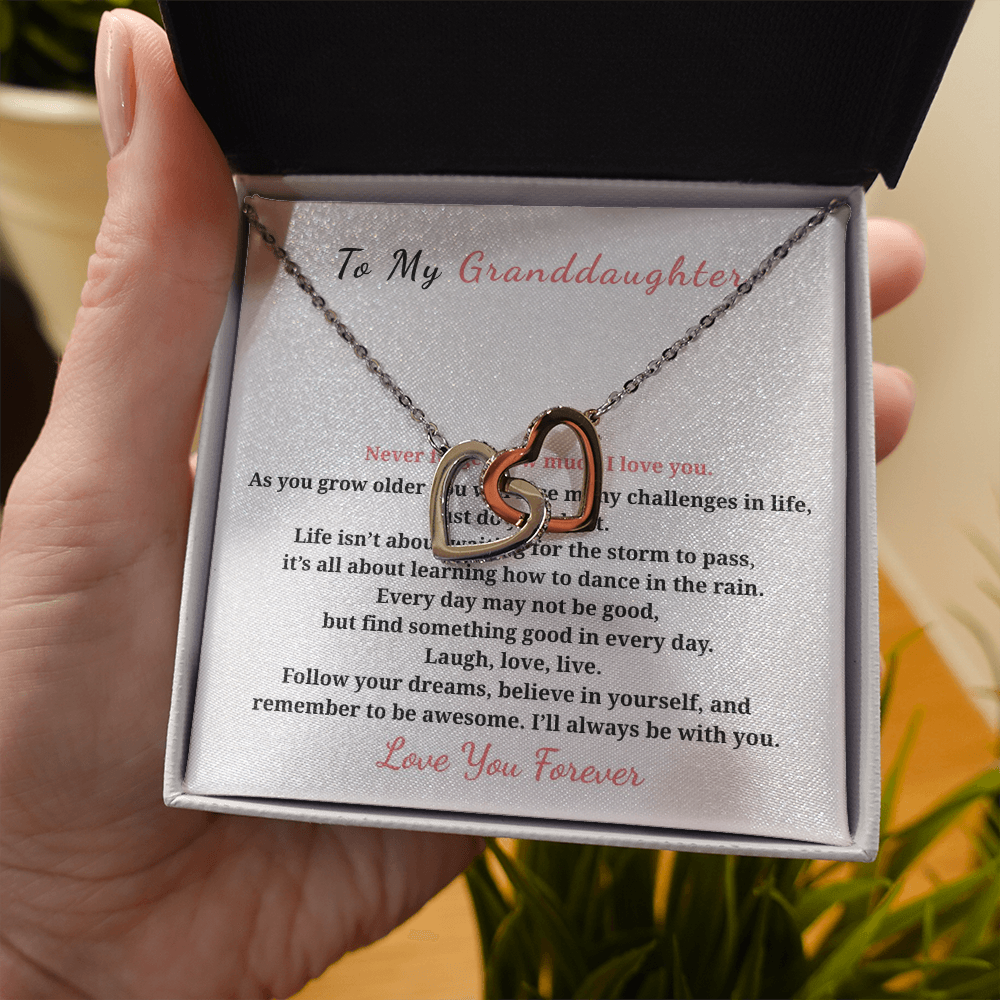 To My Granddaughter Interlocking Hearts Necklace