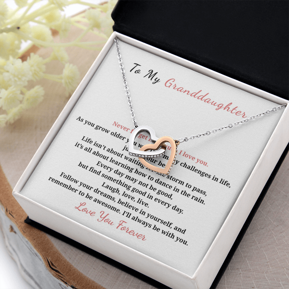 To My Granddaughter Interlocking Hearts Necklace