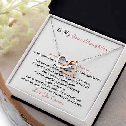 To My Granddaughter Interlocking Hearts Necklace