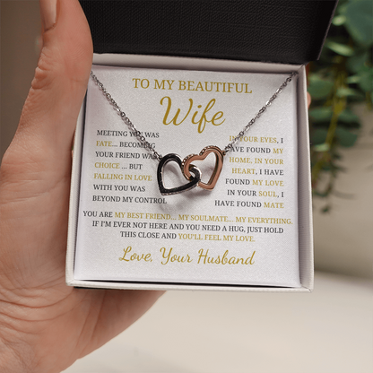 To My Beautiful Wife  Interlocking Hearts Necklace