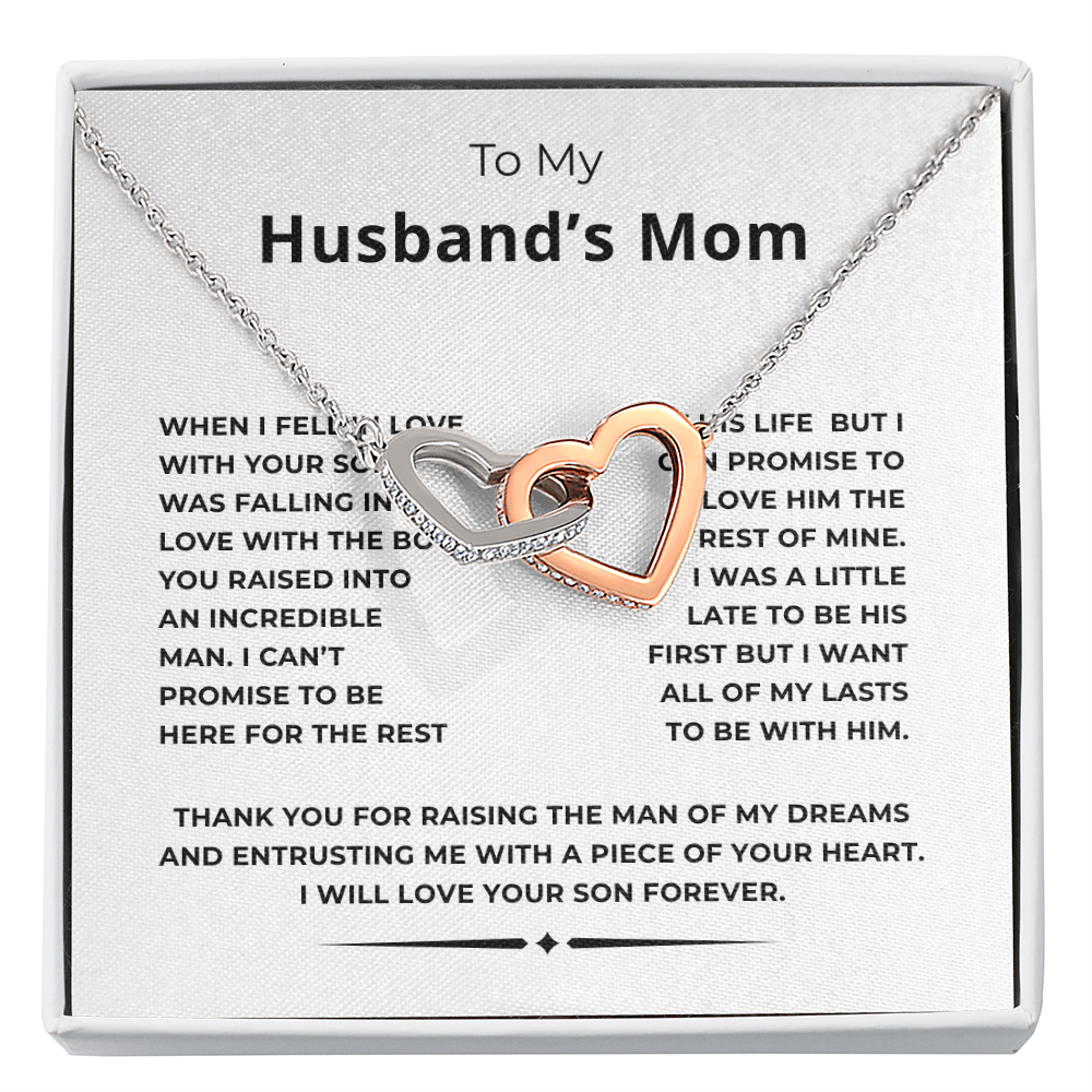 To My Husband's Mom Interlocking Hearts Necklace