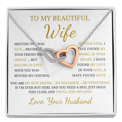 To My Beautiful Wife  Interlocking Hearts Necklace