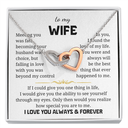 To My Wife Interlocking Hearts Necklace