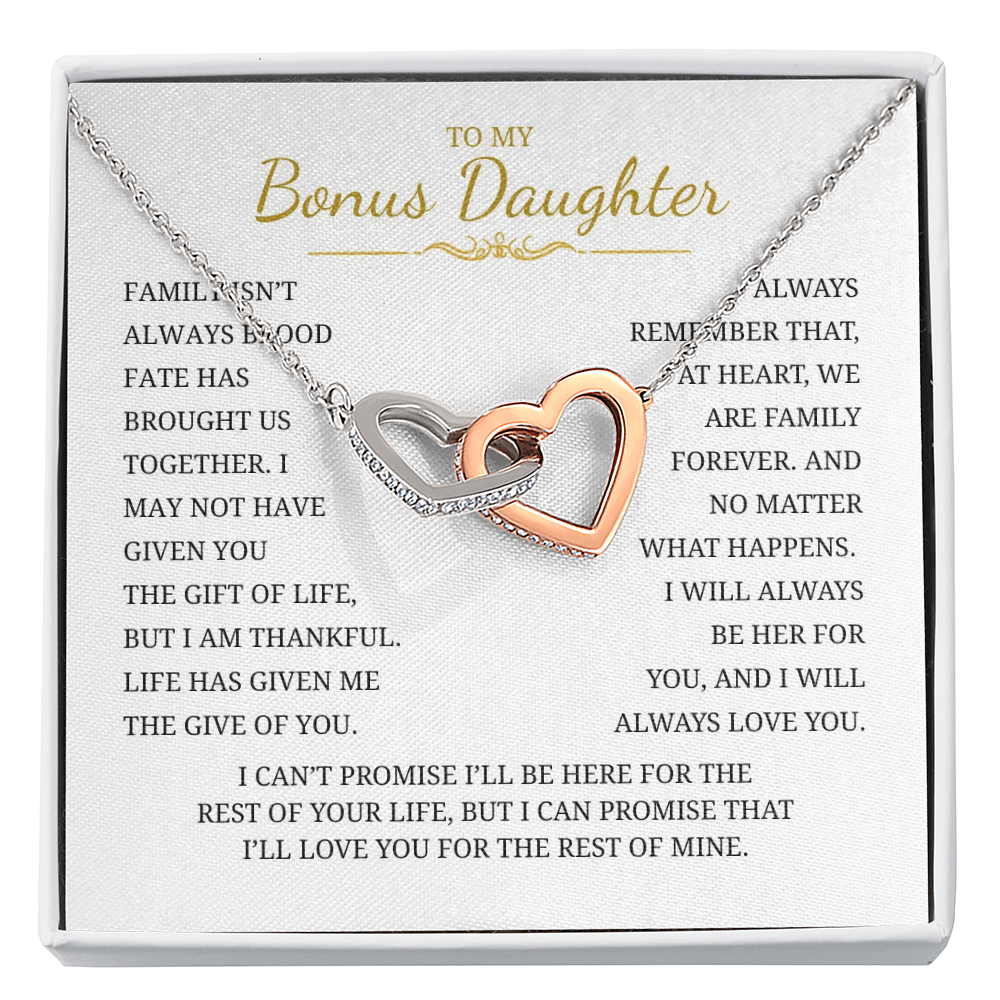 To My Bonus Daughter Interlocking Hearts Necklace
