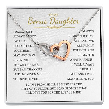 To My Bonus Daughter Interlocking Hearts Necklace