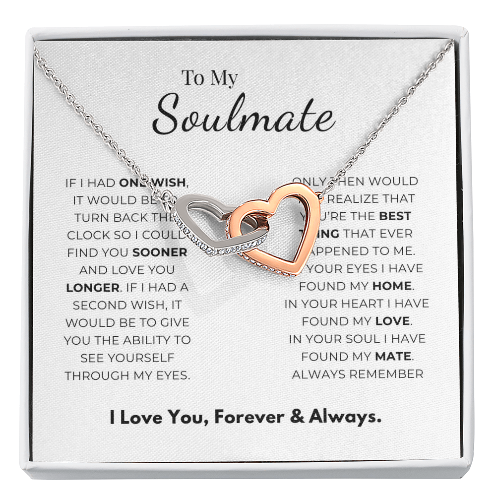 To My Soulmate Interlocking Hearts Necklace