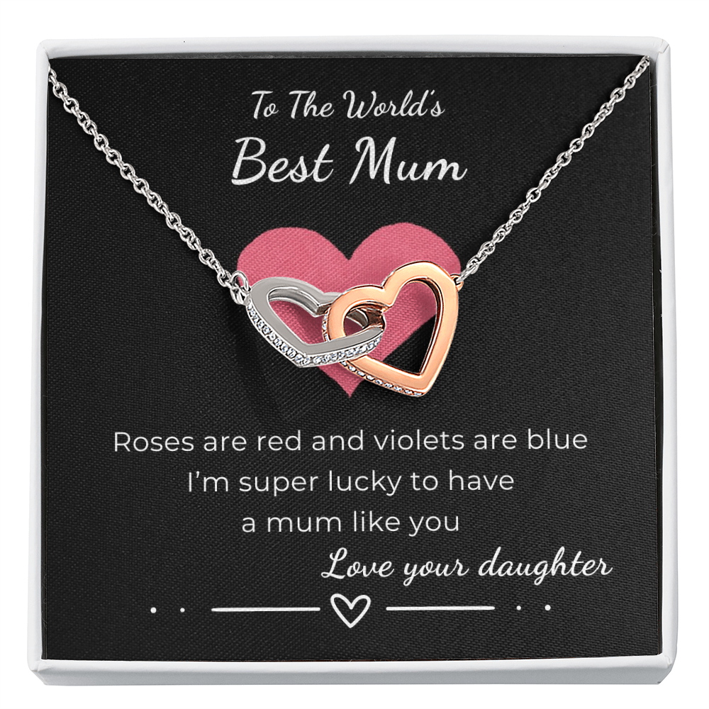 To The World's Best Mom Interlocking Hearts Necklace