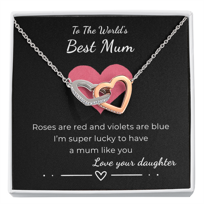 To The World's Best Mom Interlocking Hearts Necklace