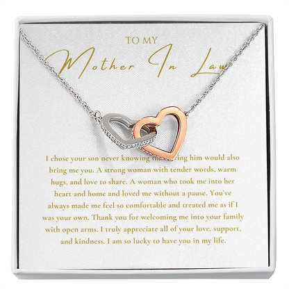 To My Mother In Law Interlocking Hearts Necklace